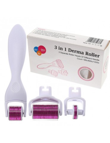 Dermaroller - rolă dermatologică 3 în 1  cu ace din oțel inoxidabil