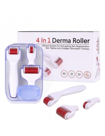 Dermaroller - rolă dermatologică 4 în 1 cu ace din oțel inoxidabil